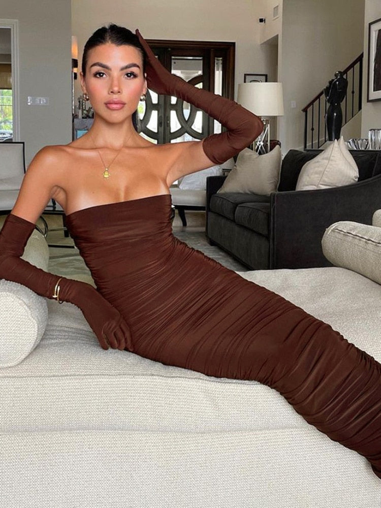 tan organza mesh maxi dress